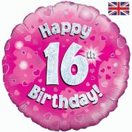 Pink Hearts 16th Birthday Balloon